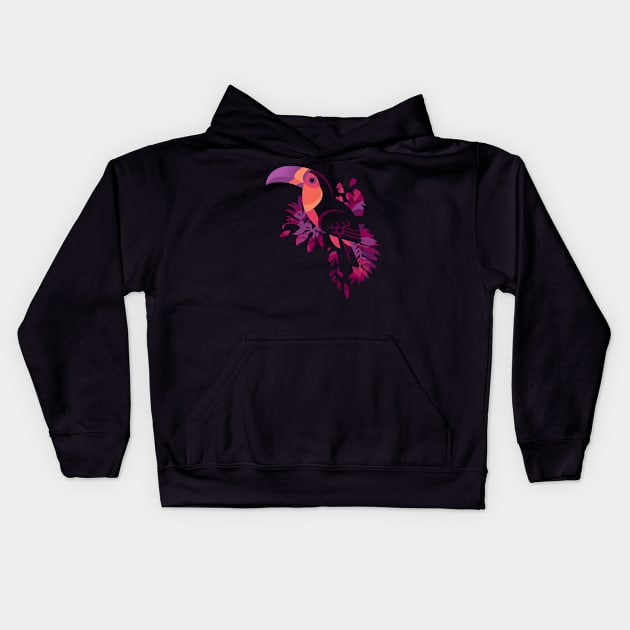 Toucan Silhouette 3 Kids Hoodie by Waynem